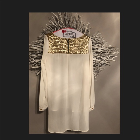 Gianni Bini gold sequin tunic blouse - Picture 2 of 3